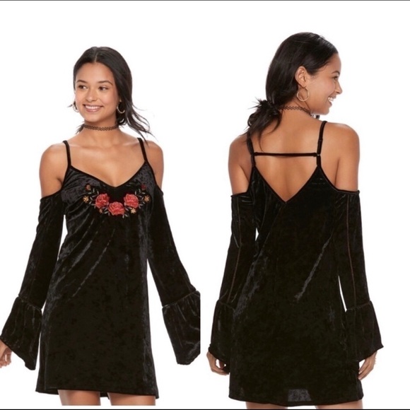 Disney Dresses & Skirts - Disney Pixar Coco Black Velvet Cold Shoulder Dress